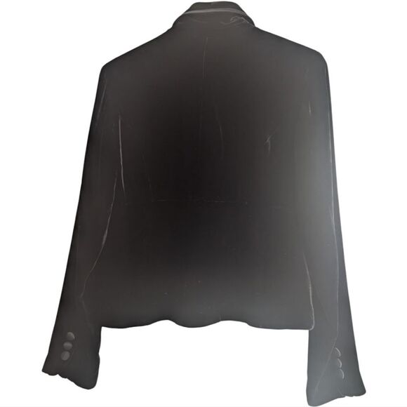 Luxury Silk Blend Black Velvet Blazer with Bow Accent Ribbon Detailing Size 6 - Picture 12 of 15